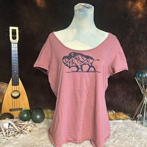 Patagonia Dusty Rose Buffalo Graphic Short Sleeve Tee